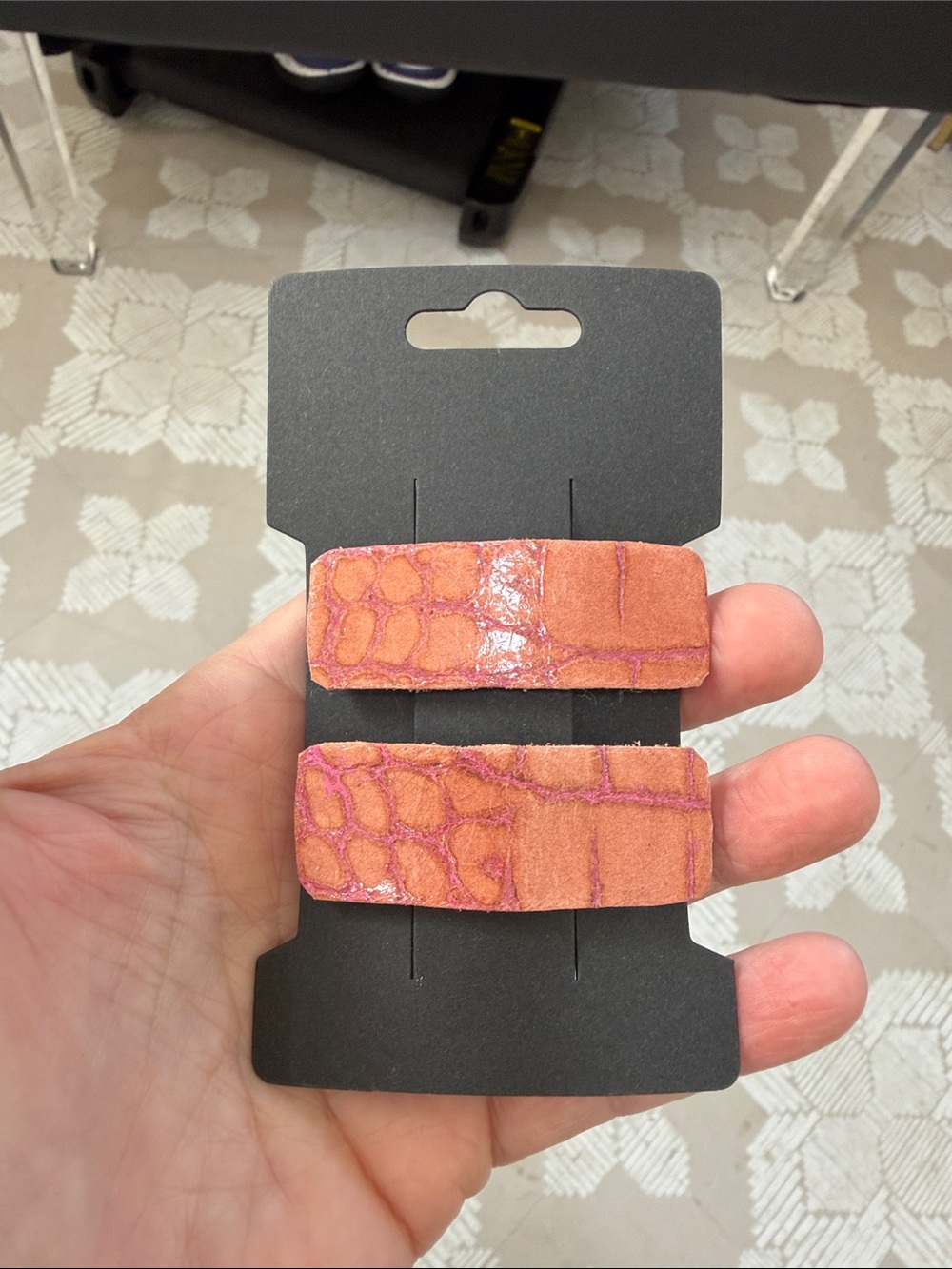 Miu Miu upcycled authentic material  Croc-Effect Hair Clips (Pair) snap close